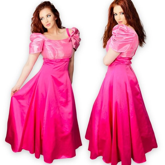Vintage Dresses | Vintage 90s Y2k Bubblegum Pink Ruffle Puff Cap Sleeve Prom Evening Gown Small S | Color: Pink | Size: S | Theschoolyard's Closet Vintage Dresses | Vintage 90s Y2k Bubblegum Pink Ruffle Puff Cap Sleeve Prom Evening Gown Small S | Color: Pink | Size: S | Theschoolyard's Closet